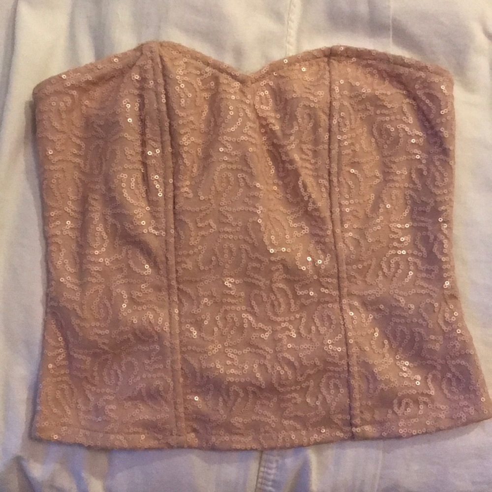 Pink sparkly bustier top